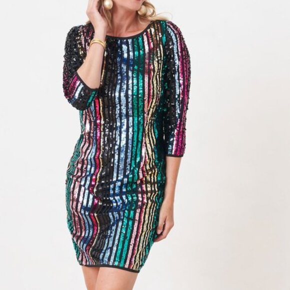 Cleo Rainbow Sequin Dress - Picture 1 of 6